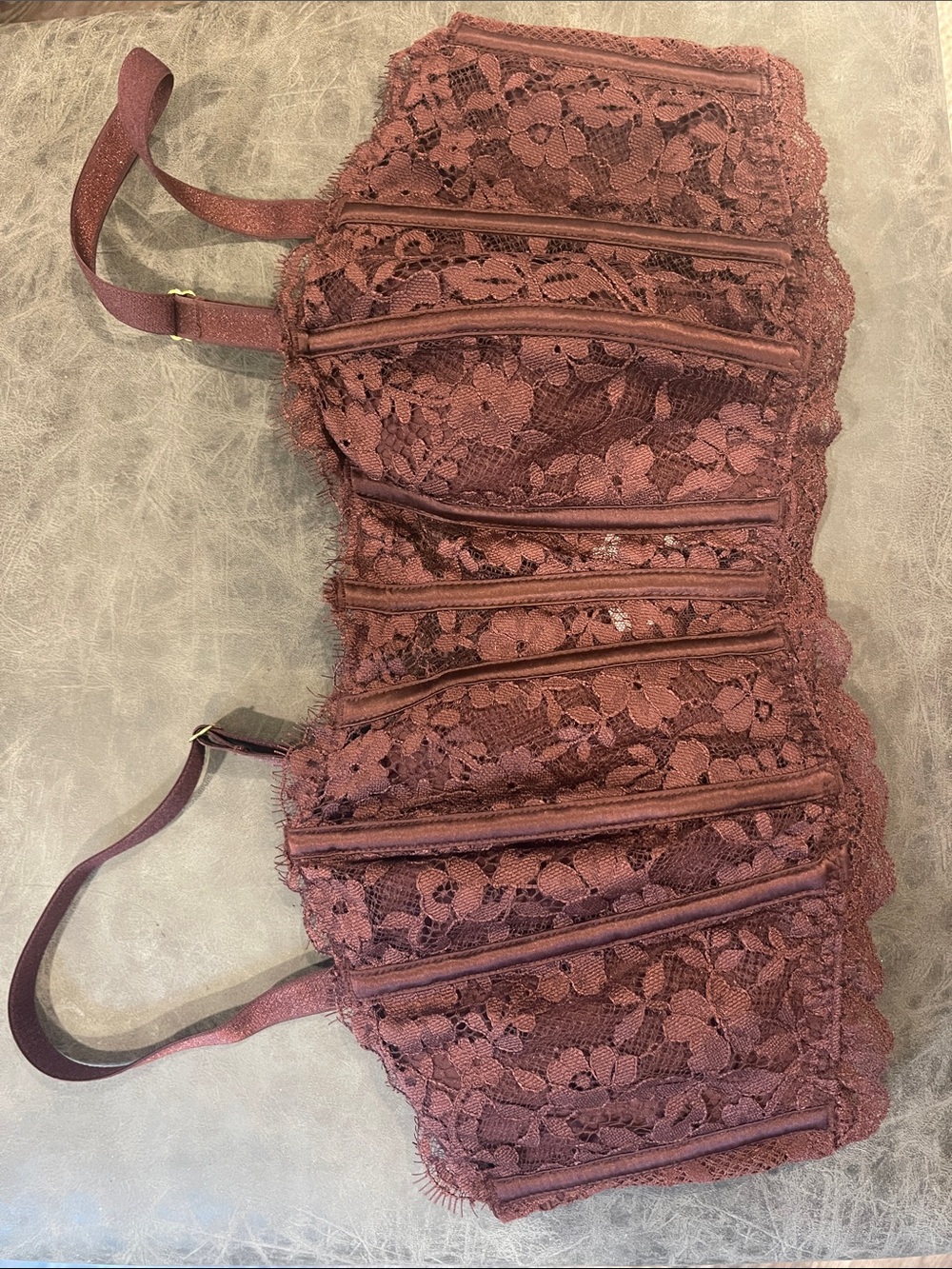 Victoria's Secret Lace Longline Bra in Wine Red